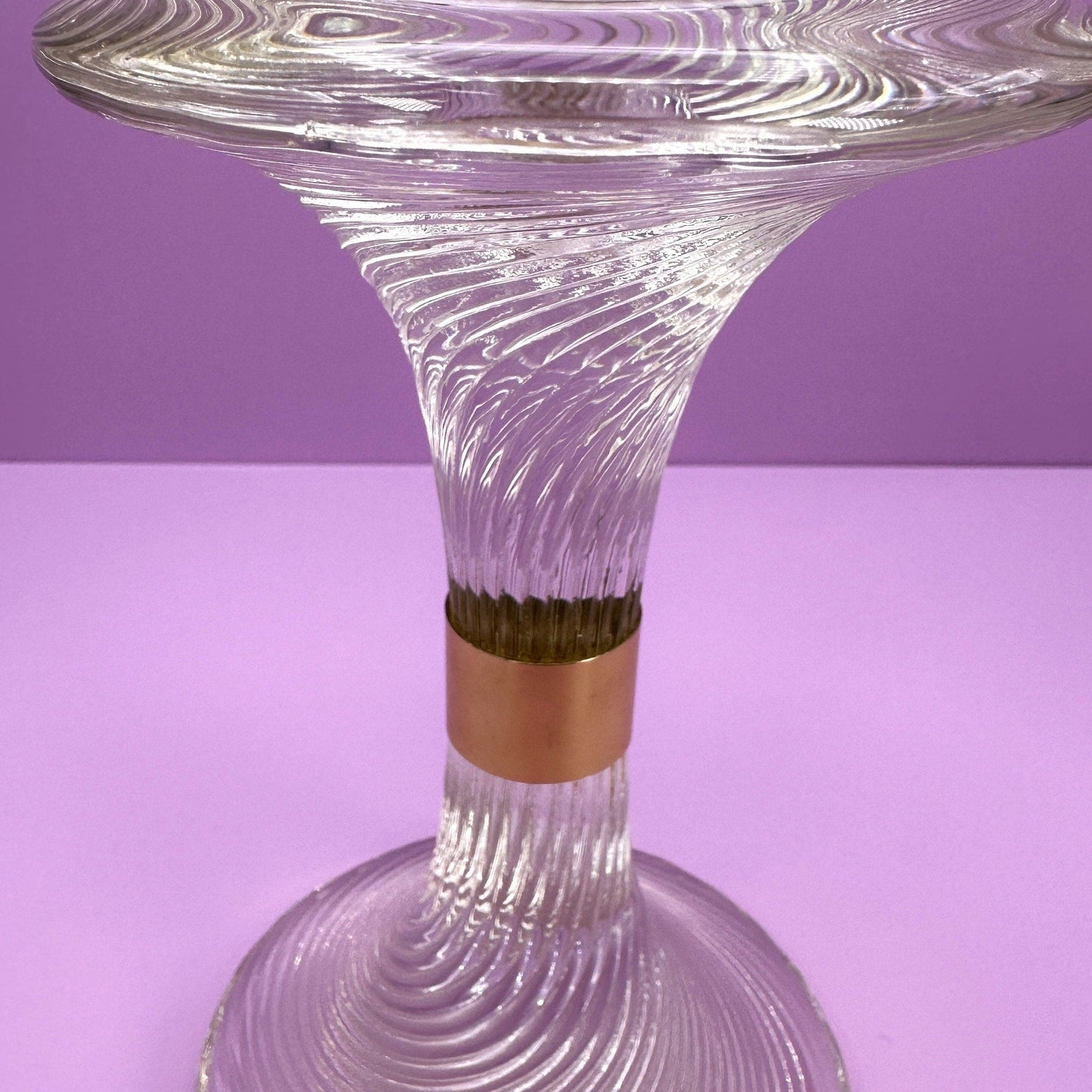 1960er Iittala Glas Kerzenständer Tapio Wirkkala Swirl Messing Gold Kerzenleuchter Kerzenhalter Kristallglas 70er 1970 Mid Century Modern