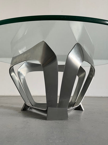 Modernistischer Aluminium-Glas-Couchtisch von Knut Hesterberg, 1970er Jahre Deutschland Vintage