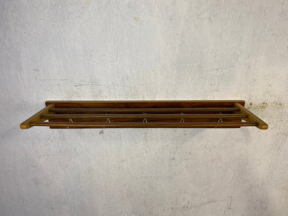 Beautiful coat rack in walnut with brass hooks Vintage