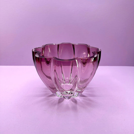 bol en verre cristal vintage Bol Seguso Technique Canneberge Rouge Magenta 1980 Années 80 Fleurs Floral Blossom Forme Violet