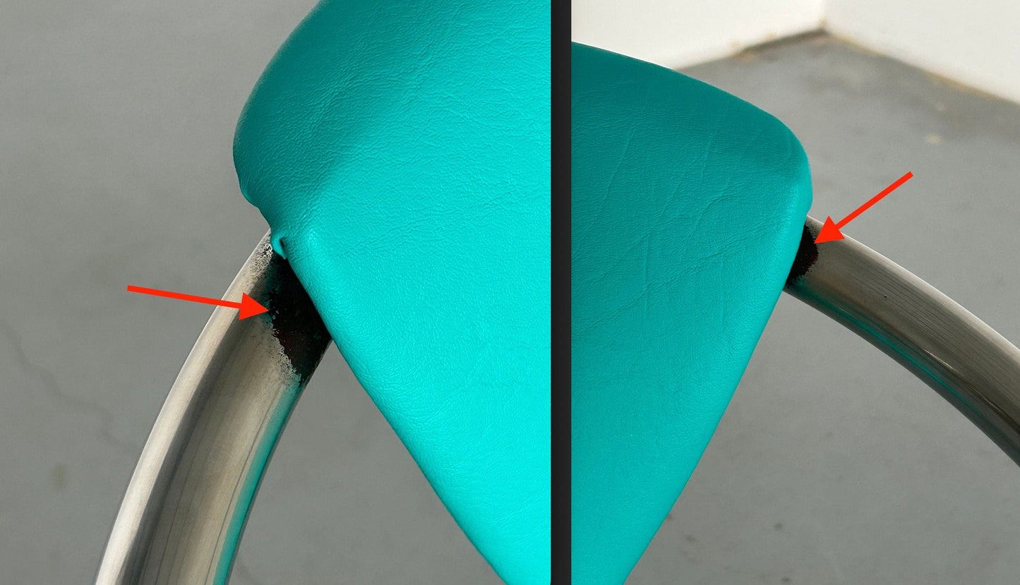 1 von 2 Bauhaus Design Tubular Steel und Mint Green Faux Leather Dining Chairs von Effezeta, 1990er Jahre Italien Vintage