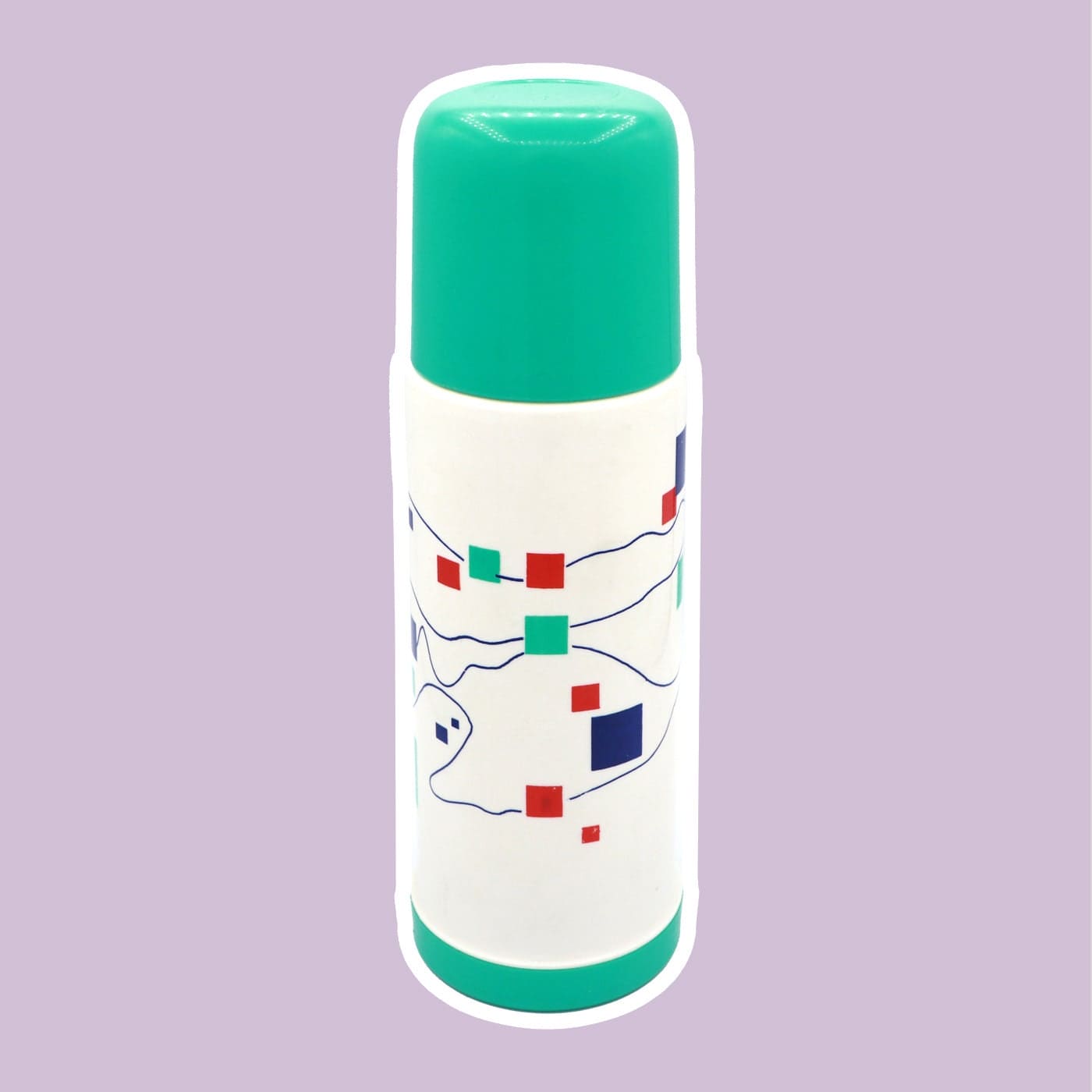 flacon thermos vintage des années 80 90 postmoderne blanc turquoise bleu rouge pastel 1980 flacon à vide Memphis Milano Ettore Sottsass Allemagne