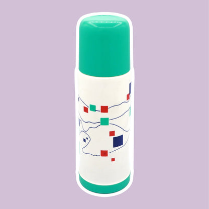 Vintage 80s 90s thermos flask Postmodern white turquoise blue red pastel 1980 insulated jug Memphis Milano Ettore Sottsass Germany