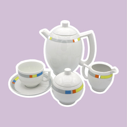 SET vintage Arzberg Memphis Milano Cafetières Ville Art Moderne Cafétéria Lutz Rabold 80s 90s Porcelaine Théière Postmoderne Cafetière