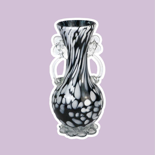 Vintage Murano Flower Vase from the 1960s Florence Florentine Black White Swirl Italy 70s 70s 1970 Brutalist 60s 60s 1960