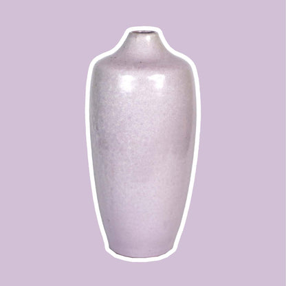 Vase à fleurs vintage couleur lilas en céramique fait à la main effet torsadé glaçure années 1980 1990