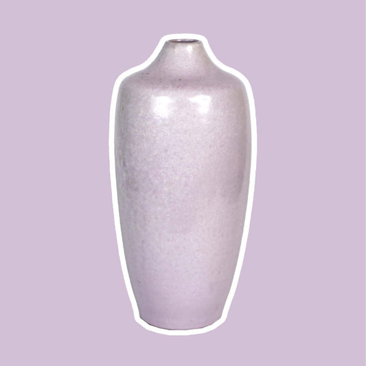 Lilac colored vintage flower vase ceramic handmade turned effect glaze 1980s 1990s