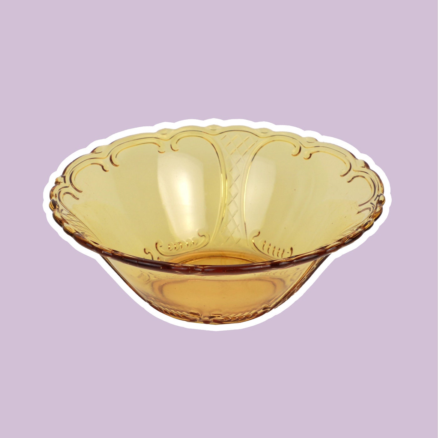 Vintage pressed glass bowl Walther Glas amber yellow fruit bowl salad bowl glass bowl 1930 Erika 30s Art Deco salad bowl