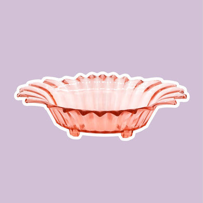 Large Vintage Rosalin Glass Footed Bowl Art Deco Jardiniere Bowl Brockwitz Prisms Pressed Glass Pink Plate Offering Bowl 1930 1920 20s 1920s