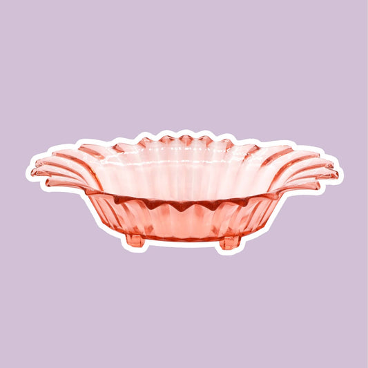 Grand vintage Rosalin Glass Footed Bowl Art Déco Jardiniere Bowl Brockwitz Prisms Pressed Glass Pink Plate Offrant Bowl 1930 1920 20s 1920s