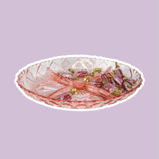 Bol en verre Rosalin vintage offrant un bol des années 50 Art Déco assiette rose en verre pressé 1930 1920 années 20 1920