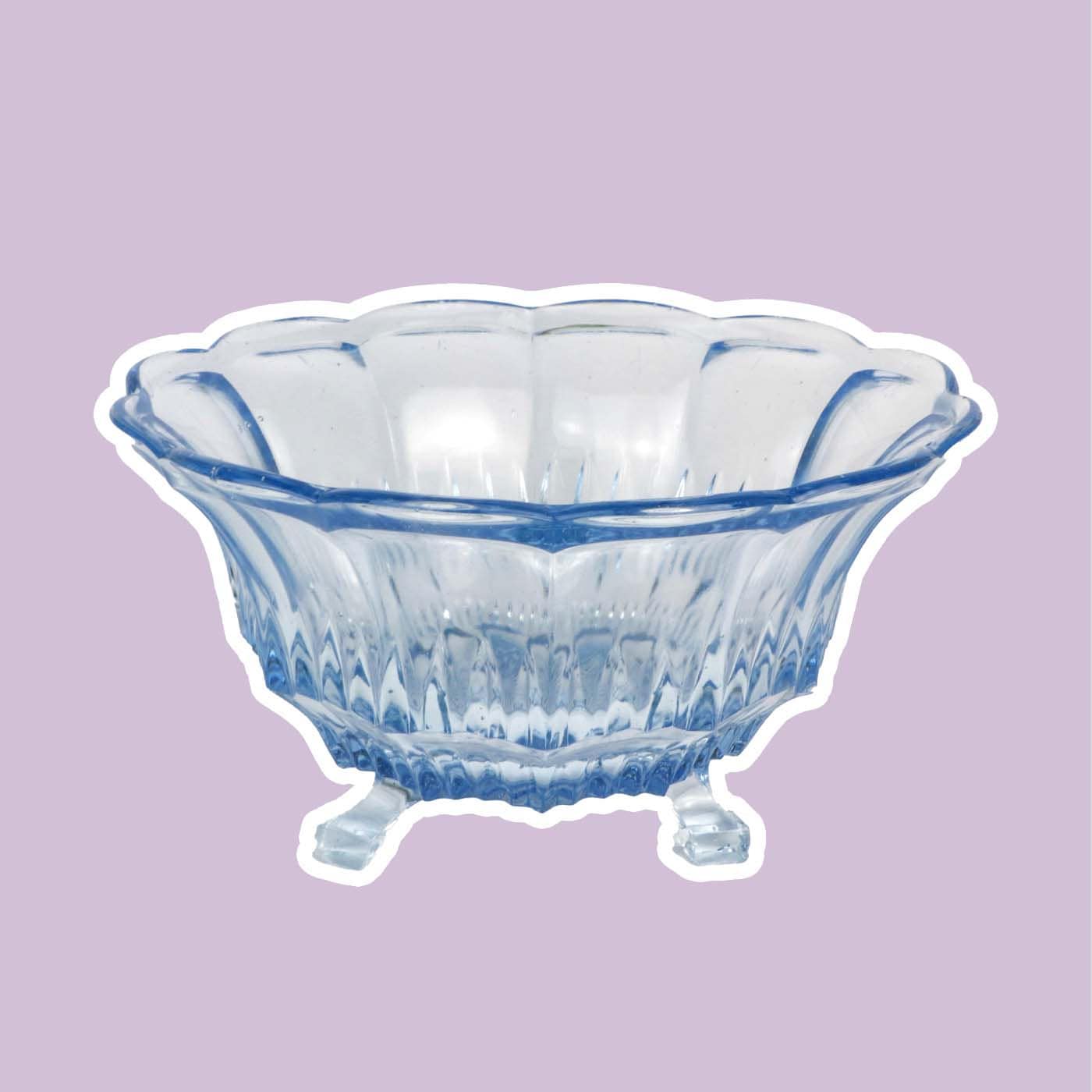 vintage Art Déco Bowl Hannah Blue Walther Glass 1930 30s Footed Bowl Azure