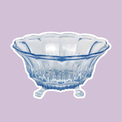 vintage Art Déco Bowl Hannah Blue Walther Glass 1930 30s Footed Bowl Azure