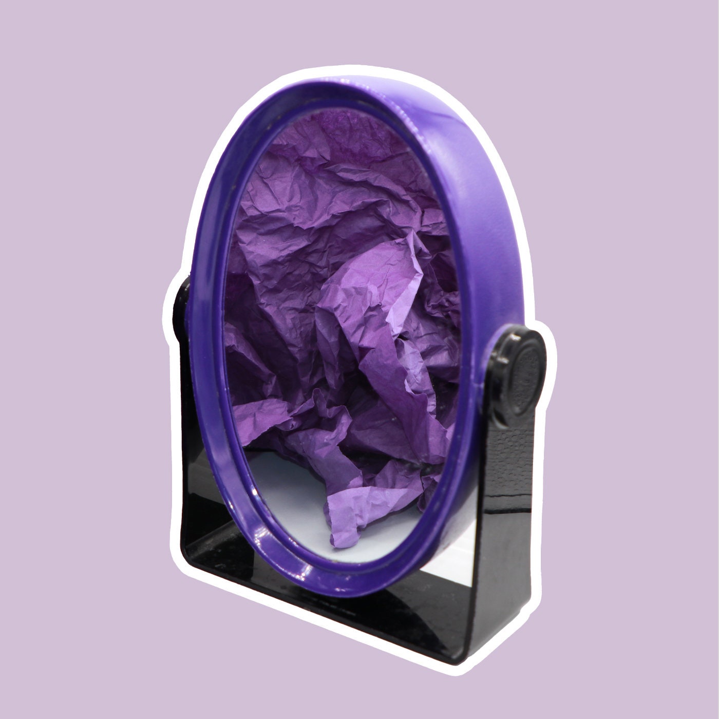 vintage années 80 Miroir Violet Noir Lilas Violet Miroir mural en plastique Miroir de salle de bain Miroir cosmétique Postmoderne Loupe ronde