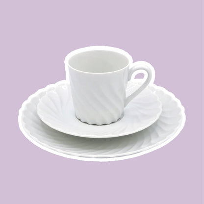 Ensemble vintage 4 / 6 personnes Marienbad Ingres Service à café en porcelaine blanche Wavy Edge Curved CZ République tchèque années 80 90