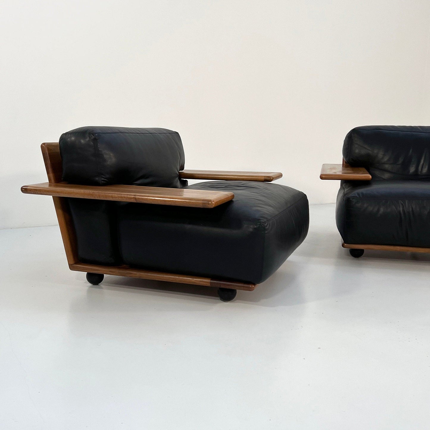 Pianura Sessel in schwarzem Leder von Mario Bellini für Cassina, 1970er Vintage