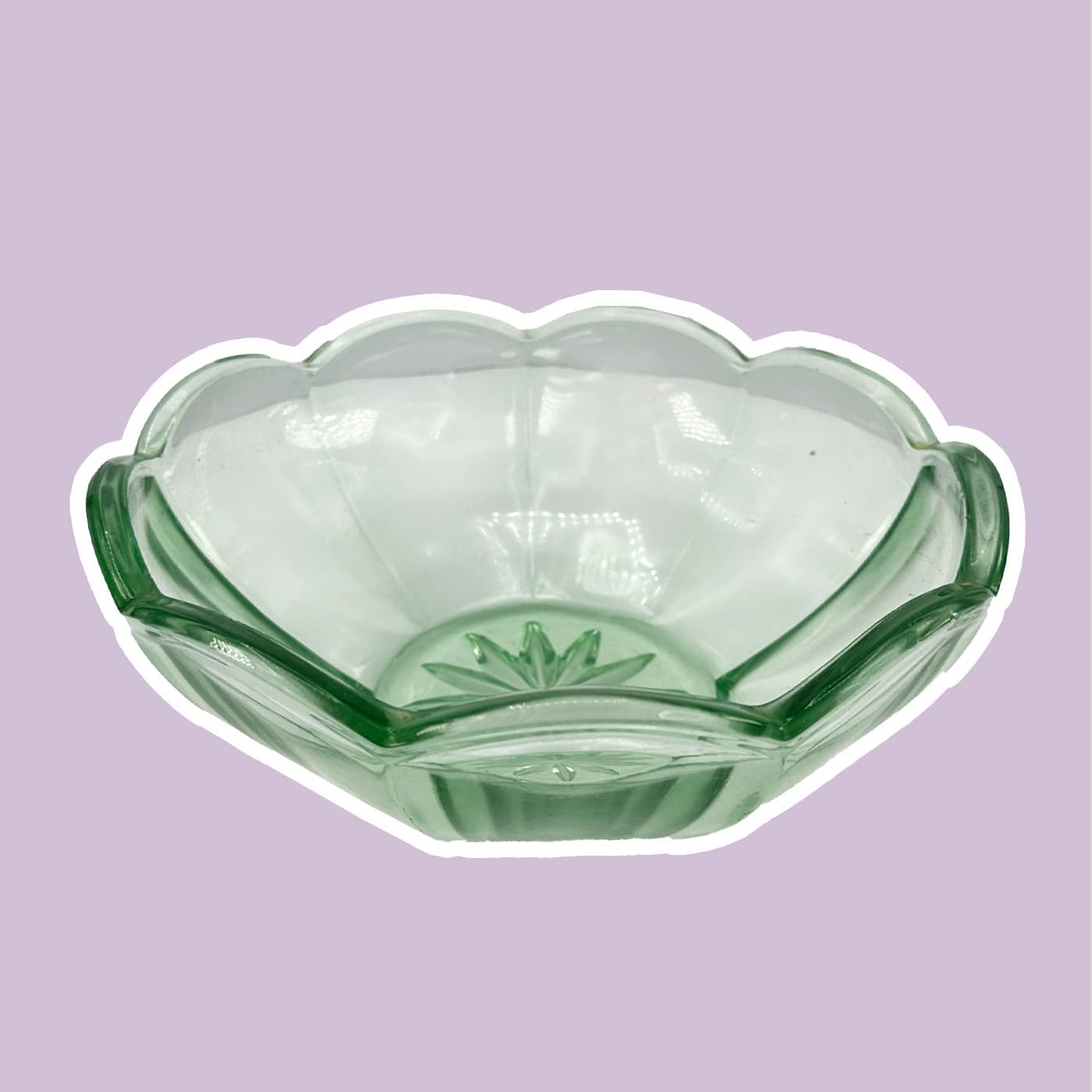 Vintage pressed glass bowl water green mint Walther glass fruit bowl salad bowl glass bowl 1950 50s Art Deco salad bowl