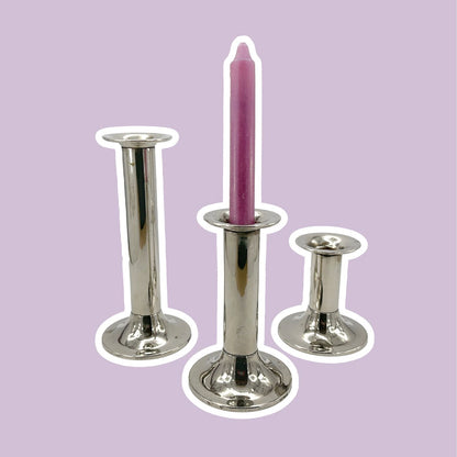 3 Vintage Metall Kerzenständer Klassizistisch Mid Century Kerzenhalter Kerzenleuchter silber - 2nd home