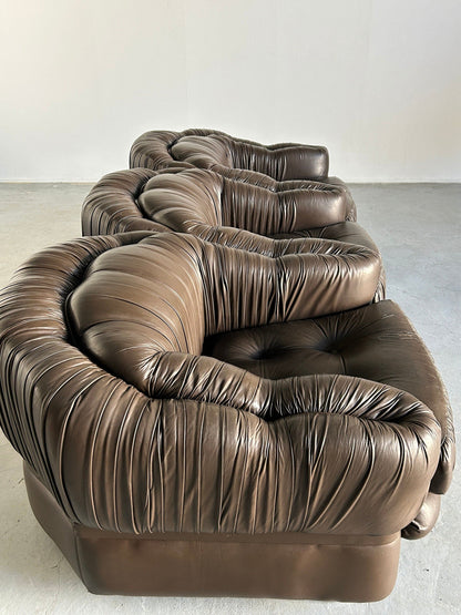 Dreisitzer-Sofa in Dunkelbraunem Leder von Axel Di Pietrobon, 1970er Jahre Italien Vintage