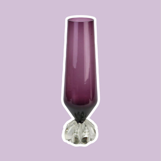 vase à fleurs en verre vintage Aseda Suède Améthyste Violet Aubergine Violet Murano Brutaliste Mid Century Moderniste 960 60s 60s 1970 70s 70s