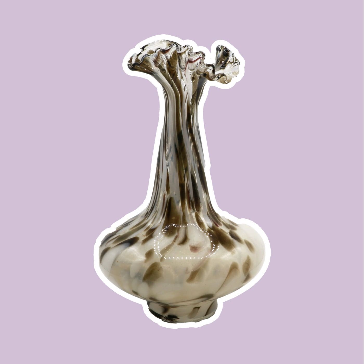 Vintage Murano Flower Vase from the 1960s 1970s Florence Florentine Black White Swirl Italy 70s 70s 1970 60s 60s 1960