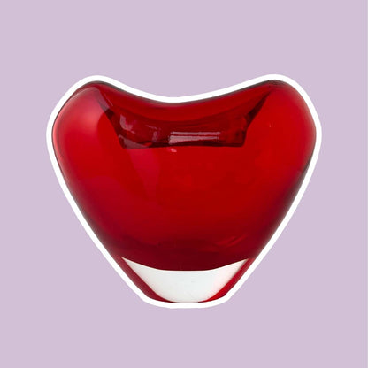 Murano Heart Vase Red Maria Christina Hamel for Salviati Vintage