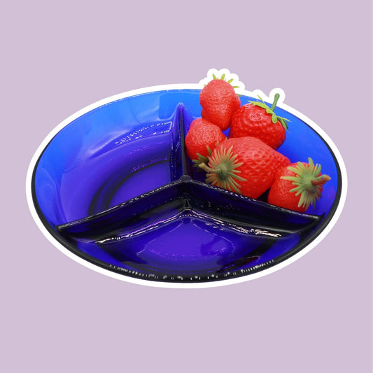 Vintage Offer Bowl Plate Cobalt Blue Cabaret Ultramarine Glass 80s 1980s Y2K Art Deco 80s 90s 2000 20s 00s Serving Plate