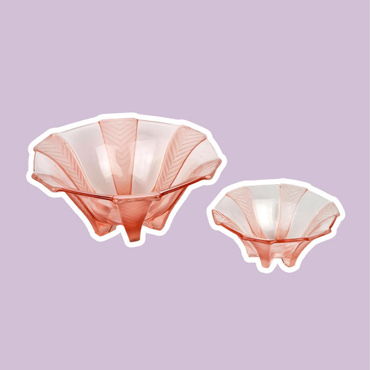 Set of 2 Rosalin glass bowls Walther Söhne Athene bowl 30s Art Deco pressed glass pink plate offering bowl 1930 1920 20s 1920s vintage