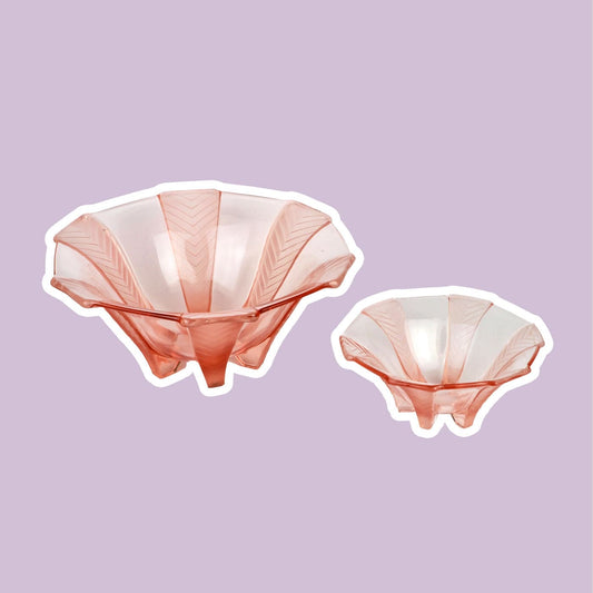 Set of 2 Rosalin glass bowls Walther Söhne Athene bowl 30s Art Deco pressed glass pink plate offering bowl 1930 1920 20s 1920s vintage