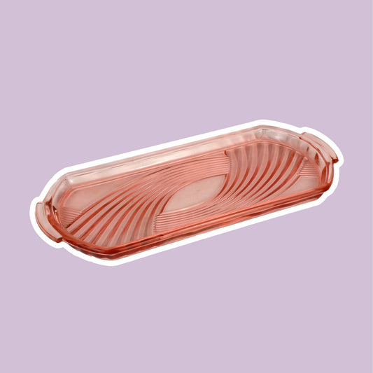 Vintage Rosalin glass tray bowl from the 30s Art Deco decor pressed glass pink plate serving bowl plate Walther Altlantik