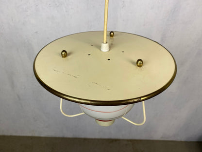 Great 50s ceiling lamp with glass shade vintage