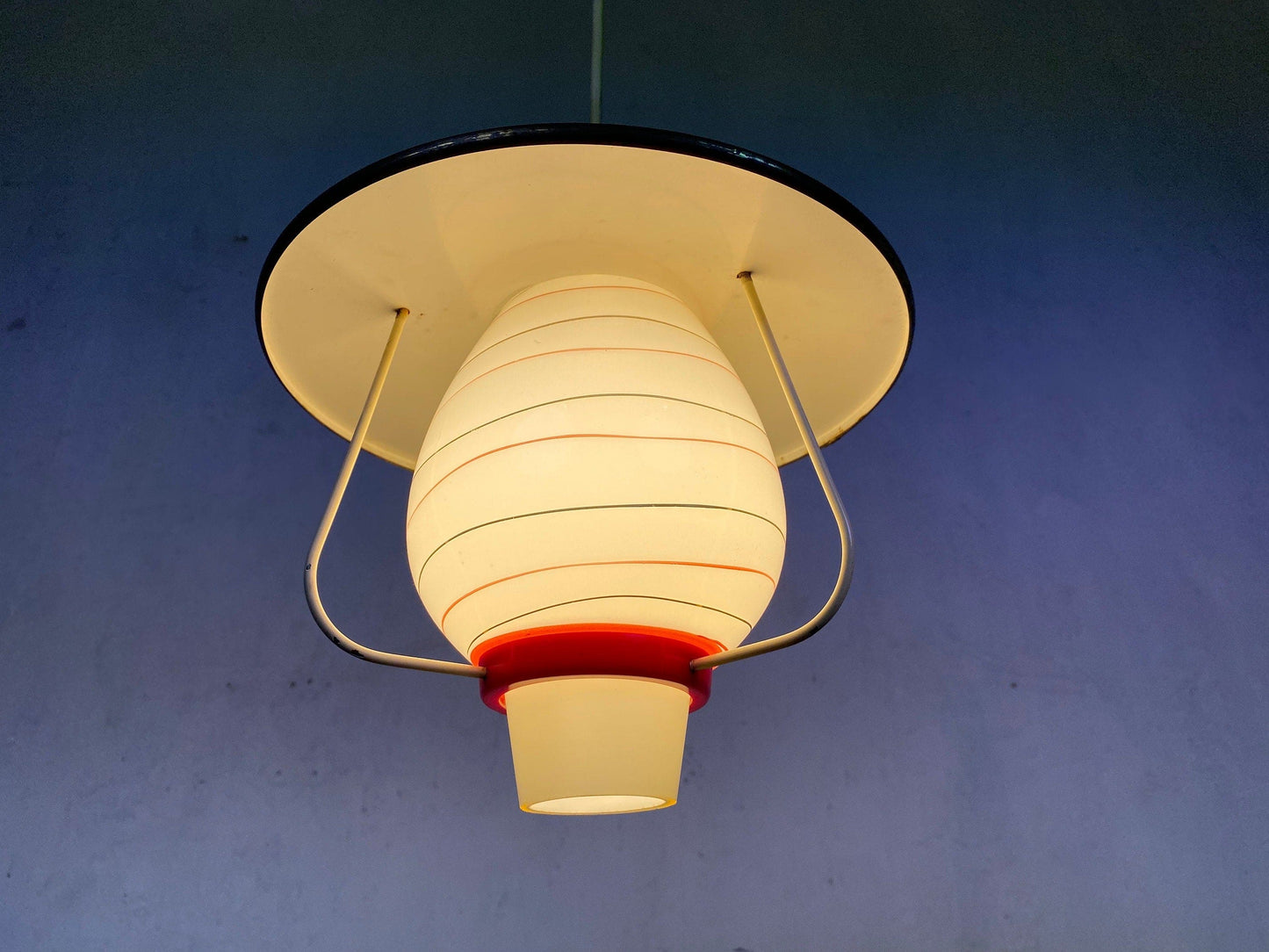 Great 50s ceiling lamp with glass shade vintage