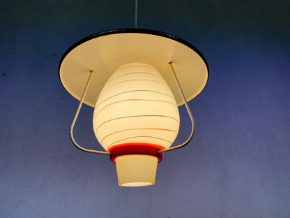 Tolle 50er Jahre Deckenlampe mit Glasschirm Vintage