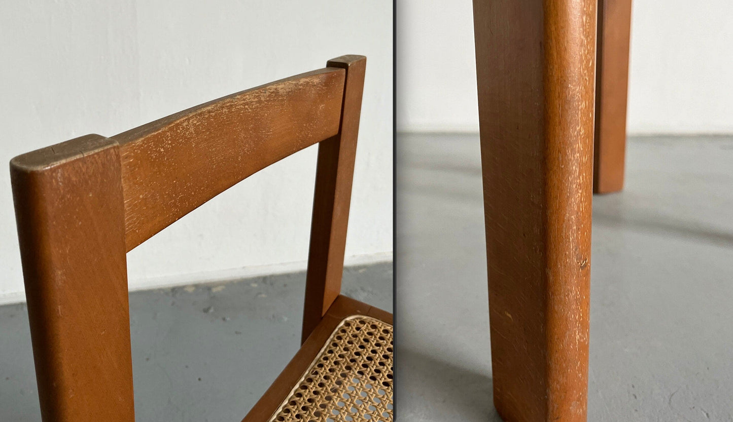 Ensemble de 4 chaises de salle à manger en bois constructivistes modernes du milieu du siècle, vintage des années 1960