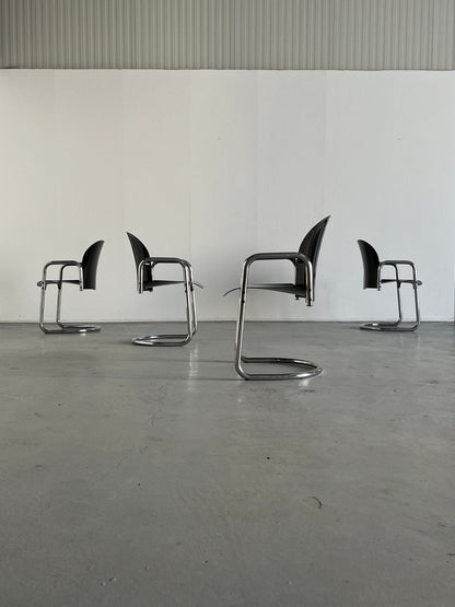 Ensemble de 4 chaises de salle à manger 'Dialogo' par Afra et Tobia Scarpa pour B&B Italia, Italie Vintage 1970