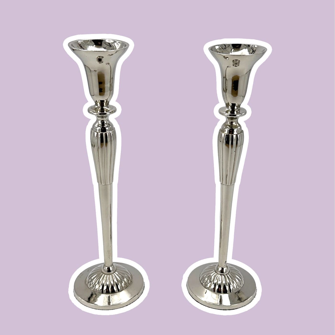 2 silver plated candlesticks 80s classic candle holder candlestick silver metal