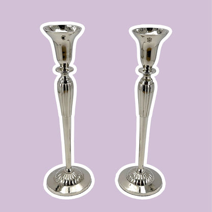 2 silver plated candlesticks 80s classic candle holder candlestick silver metal