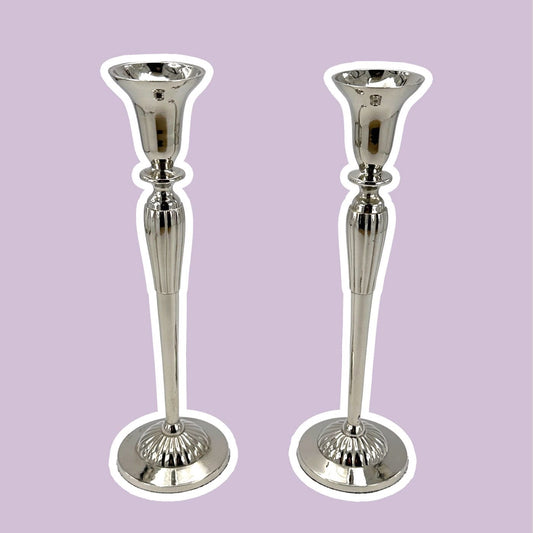 2 silver plated candlesticks 80s classic candle holder candlestick silver metal