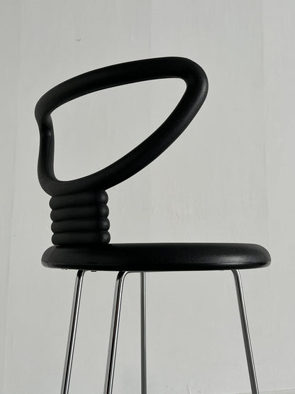 Postmodern 'Nardis' Chrome Stool by Nobu Tanigawa for Fasem / 1980s Fasem Italy / Collectible Postmodern Design Vintage