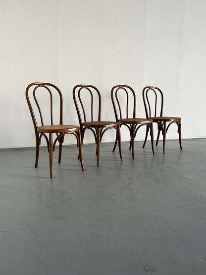 Set of 4 Vintage Thonet Bentwood Style Chairs No. 14 / Vintage Thonet Bistro Chairs / Vintage Cafe Dining Chairs, 1950s