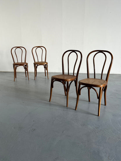 Set of 4 Vintage Thonet Bentwood Style Chairs No. 14 / Vintage Thonet Bistro Chairs / Vintage Cafe Dining Chairs, 1950s