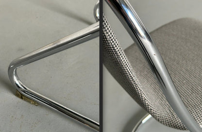 1 of 3 Italian Space Age chromed tubular steel cantilever chairs in the style of Willy Rizzo for Cidue, 1980s Italy Vintage