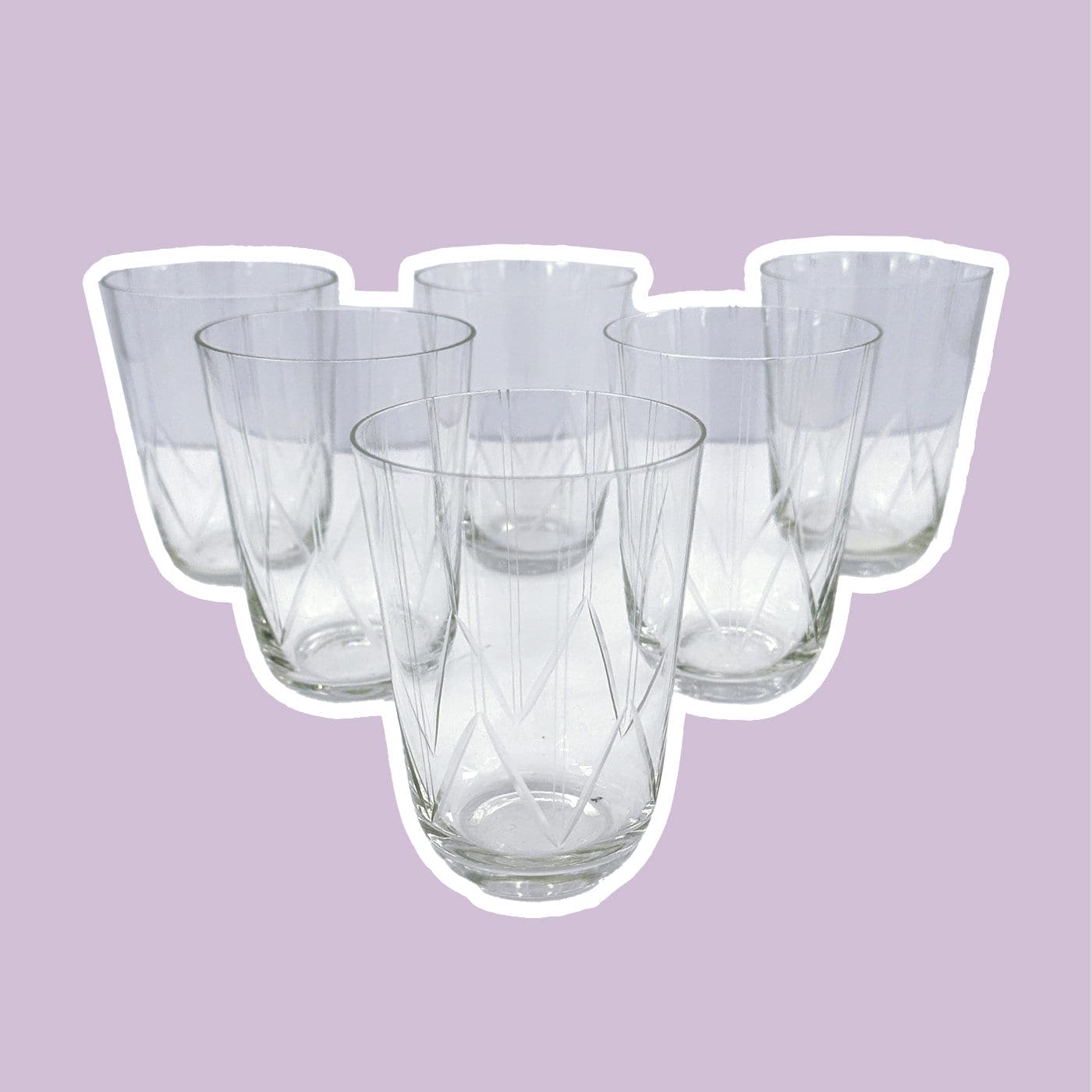 6x Vintage Gläser Mid Century fein geschliffen  Wassergläser Trinkgläser 1950 50s Modernist Trinkglas