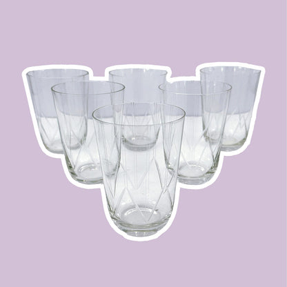 6x verres vintage Mid Century verres à eau finement broyés verres à boire 1950 50 verre à boire moderniste