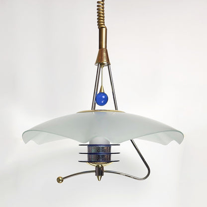 80s / 90s Relux Milano ceiling lamp Memphis Milano Postmodern gold glass lamp
