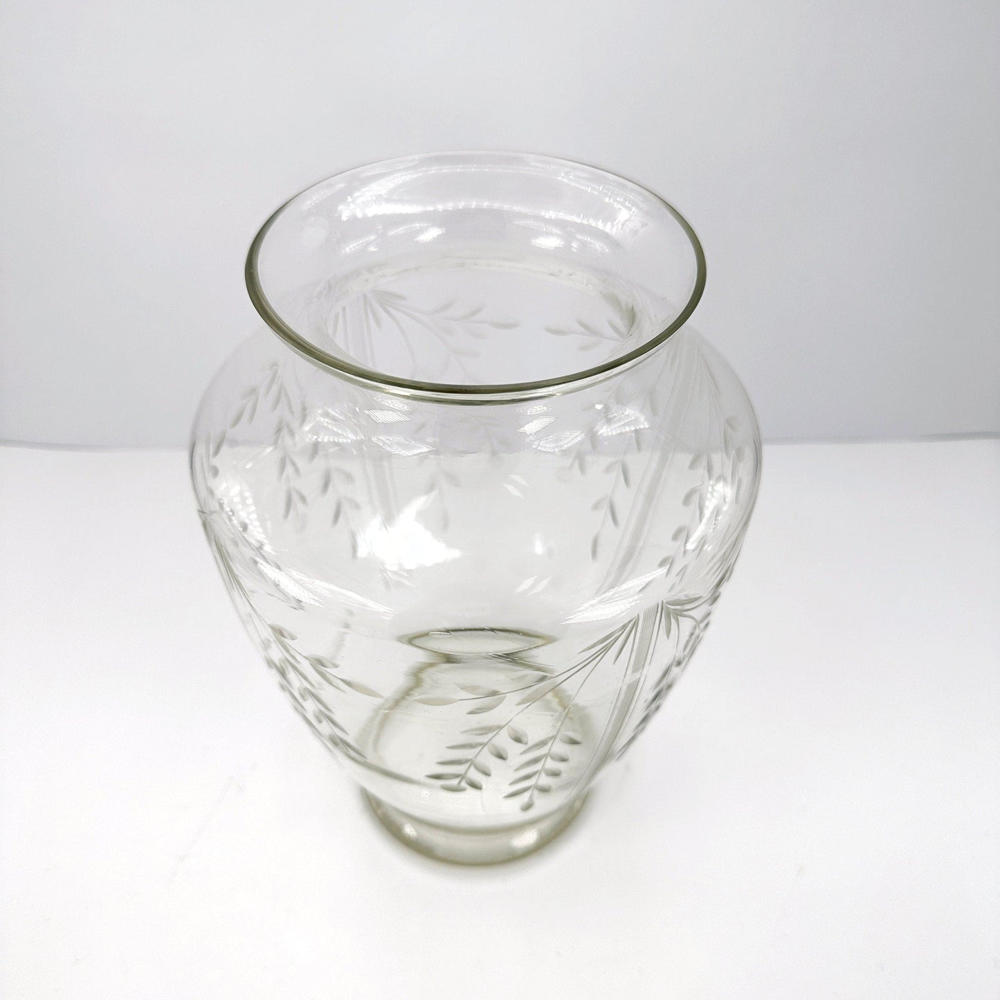 Vase à fleurs en verre Art Déco des années 1920/1930, coupe en cristal floral