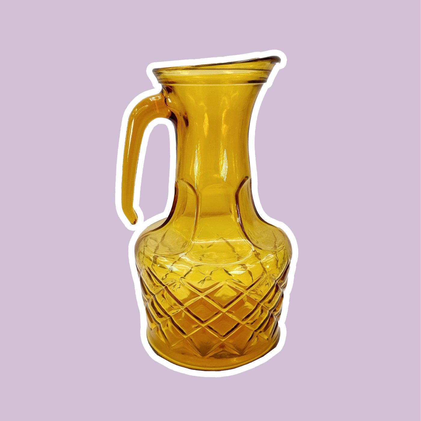 Italian Glass Carafe Yellow 1970s Jug Juice Carafe Water Carafe 1970 70s 70s Brutalist 1960 60s