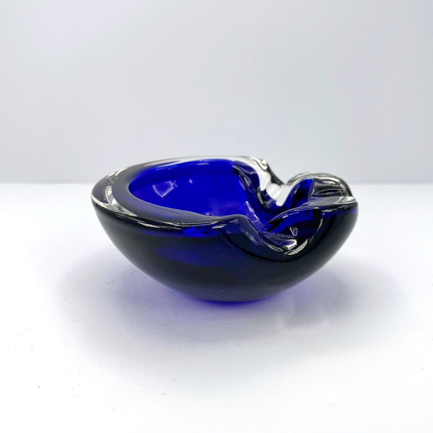 Bol Murano vintage 1970 Cendrier Seguso Cobalt Outremer Bleu Verre Technologie Lourde Italie Années 70 70 1970