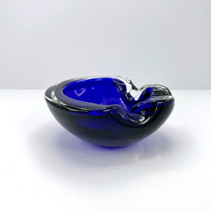 Vintage Murano Schale Schüssel 1970 Aschenbecher Seguso Kobalt Ultramarine Blau Glas Technik Schwer Italien 70er 70s 1970