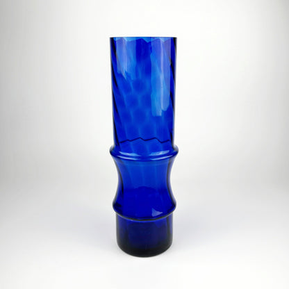 Vintage Cobalt Blue Glass Vase 1980s Swirl Ultramarine